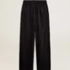 Schwarze Damen-Jogginghose mit Ton-in-Ton-Toile-de-Jouy-Print