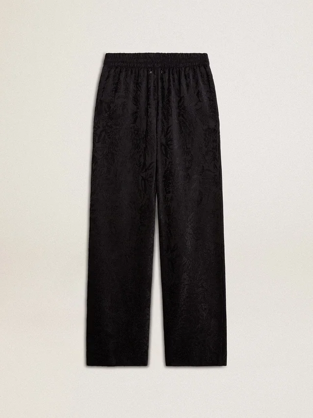 Schwarze Damen-Jogginghose mit Ton-in-Ton-Toile-de-Jouy-Print