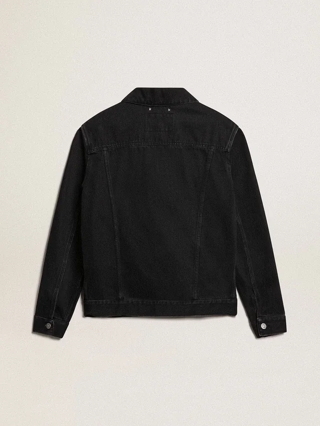 Schwarze Herren-Jeansjacke mit One-Wash-Effekt