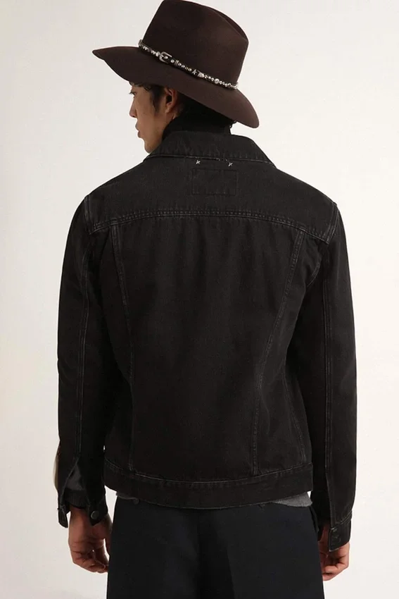 Schwarze Herren-Jeansjacke mit One-Wash-Effekt