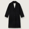 Schwarzer Einreiher-Cocoon-Mantel für Damen