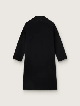 Schwarzer Einreiher-Cocoon-Mantel für Damen