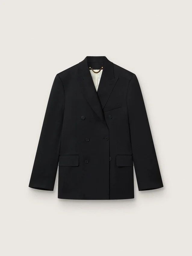 Schwarzer Herren-Blazer mit doppelreihigem Knopfverschluss