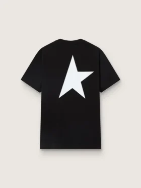 Schwarzes Herren-Hemd mit kontrastierendem weißem Logo und Stern