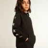 Schwarzes Kapuzensweatshirt für Jungen mit kontrastierenden silbernen Sternen