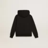 Schwarzes Kapuzensweatshirt mit kontrastierendem weißem Stern und Logo