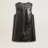 Schwarzes Nappalederkleid für Damen mit Nieten