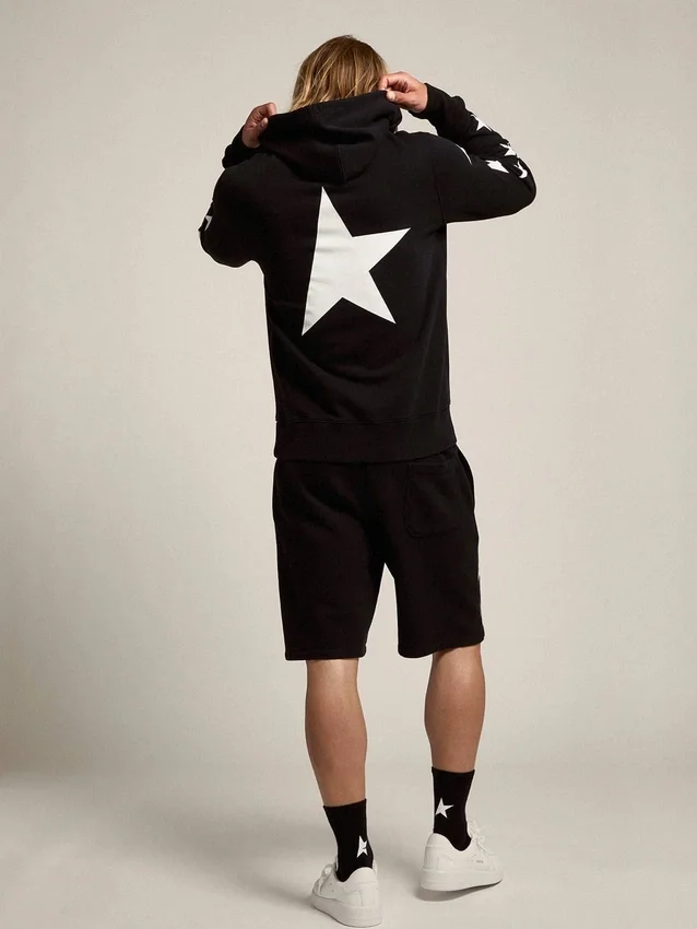 Schwarzes Sweatshirt aus der Alighiero Star Collection mit kontrastierenden weißen Sternen