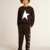 Schwarzes Sweatshirt für Jungen mit weißem Maxi-Stern auf der Vorderseite