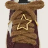 „Skins“ – braune Wollschnürsenkel mit goldenem, sternförmigem Karabinerhaken