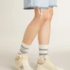 Sky-Star für Damen aus Leder mit hellblauem Lederstern und weißer Fersenlasche