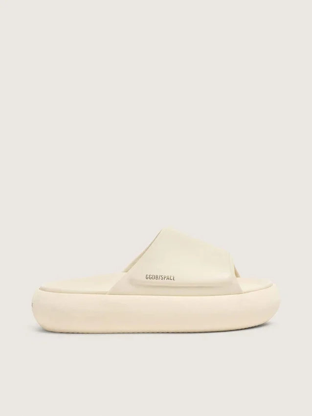 Space-Star-Slipper für Damen aus weißem Leder