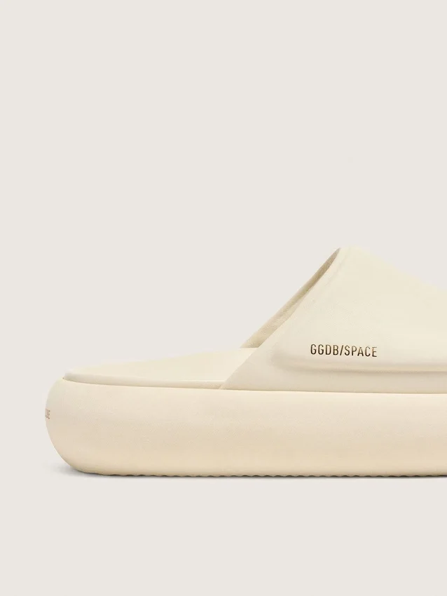 Space-Star-Slipper für Damen aus weißem Leder