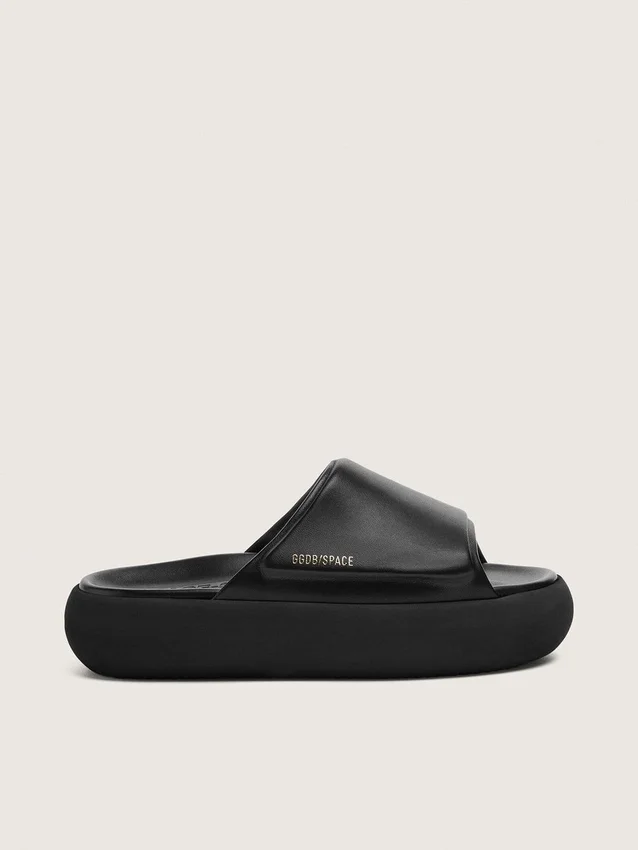 Space-Star-Slipper für Damen aus schwarzem Leder