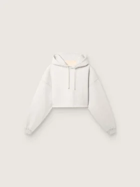 Star Damen-Cropped-Kapuzen-Sweatshirt aus grau melierter Baumwolle