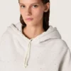 Star Damen-Cropped-Kapuzen-Sweatshirt aus grau melierter Baumwolle