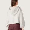 Star Damen-Cropped-Kapuzen-Sweatshirt aus grau melierter Baumwolle