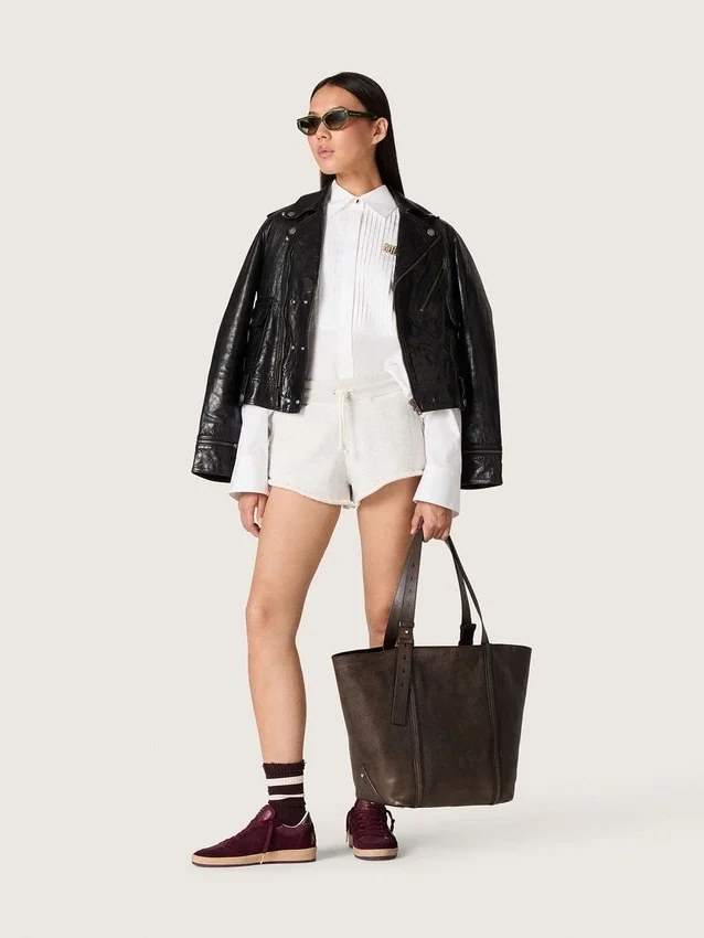 Star-Damen-Shorts aus grau meliertem Fleece