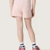 „Star“-Mädchenshorts aus rosa Baumwolle mit Aufnäher und Logo