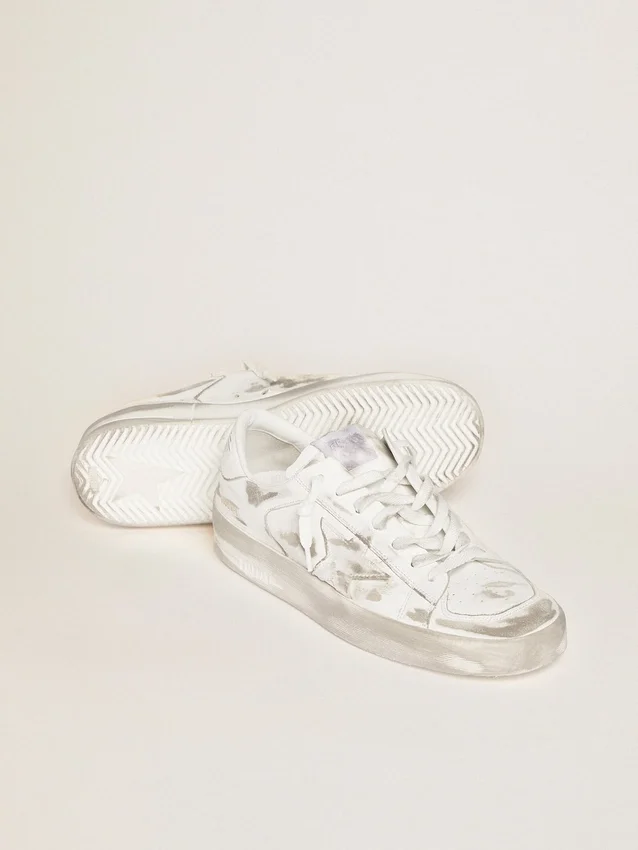 Stardan-Sneaker aus weißem Leder mit Used-Look