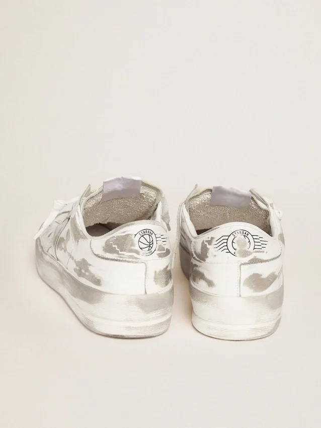 Stardan-Sneaker aus weißem Leder mit Used-Look