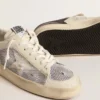 Stardan aus weißem Leder und Mesh mit weißem Lederstern
