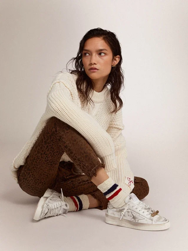 Stardan-Sneaker aus weißem Leder mit Used-Look