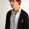 Strickjacke aus der „Golden Collection“ aus dunkelblauer Baumwolle mit Used-Look