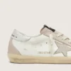 Super-Star für Damen aus weißem und puderrosa Leder mit silbernem Swarovski-Kristallstern