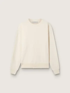 Sweatshirt in gealtertem Weiß mit umgekehrtem Logo auf der Rückseite – Jersey Capsule