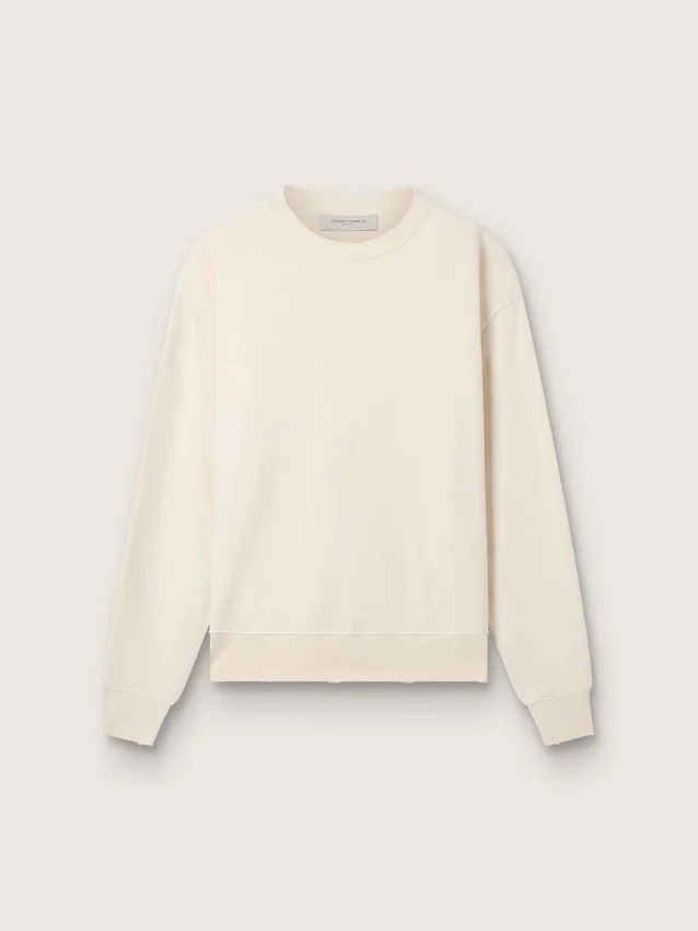 Sweatshirt in gealtertem Weiß mit umgekehrtem Logo auf der Rückseite – Jersey Capsule