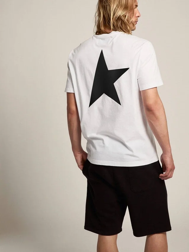 T-Shirt aus der „White Star Collection“ mit kontrastierendem schwarzem Logo und Stern
