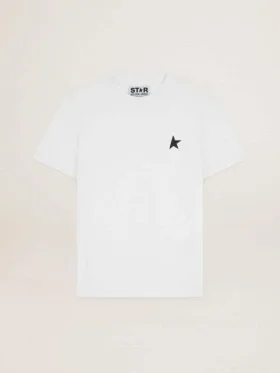 T-Shirt aus der „White Star Collection“ mit schwarzem Stern auf der Vorderseite