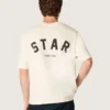 Unisex-Baumwoll-Hemd „Star“ in Vintage-Weiß mit schwarzem Aufdruck auf der Rückseite