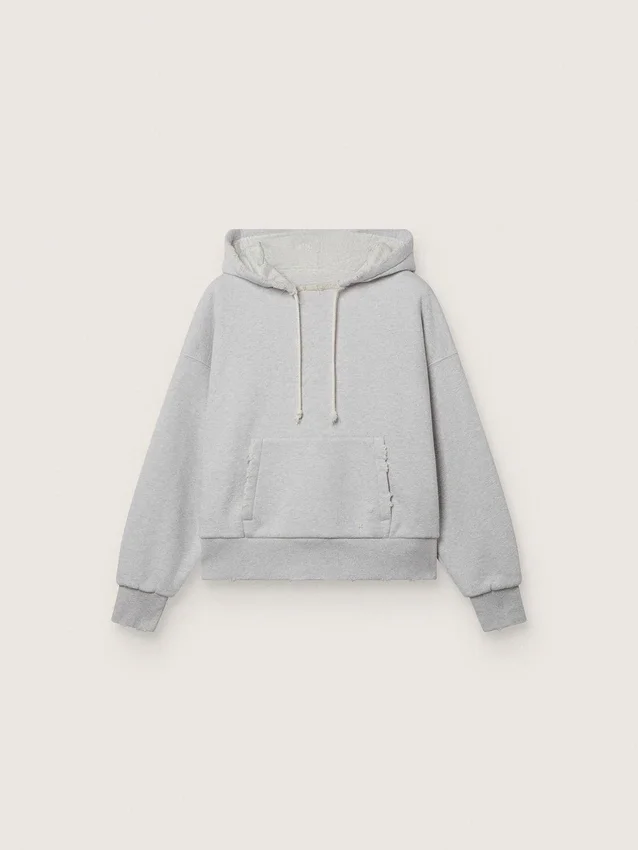 Unisex-Kapuzen-Sweatshirt „Star“ aus grau melierter Baumwolle