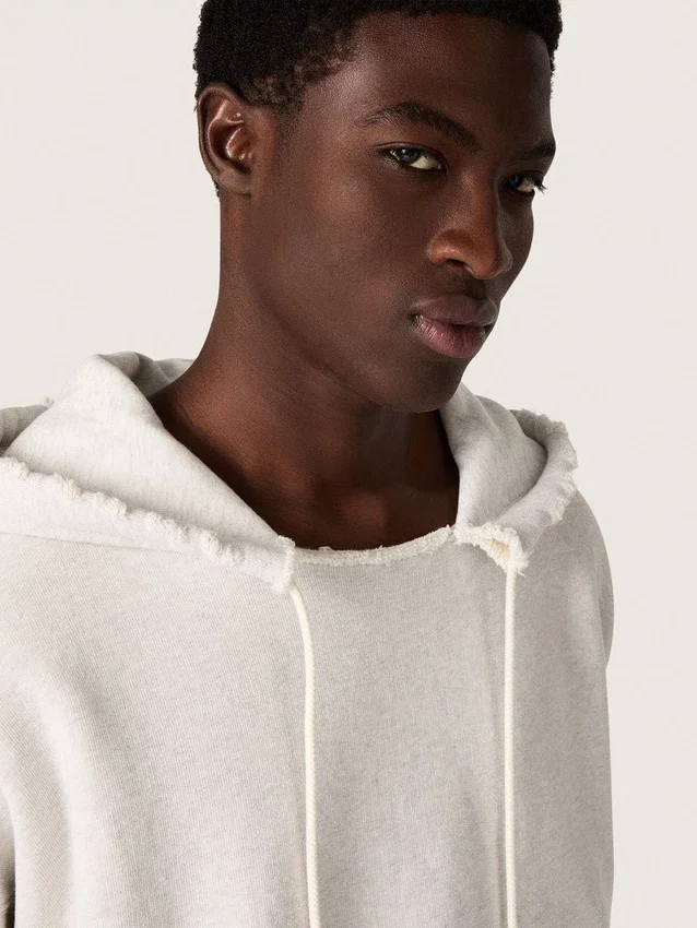 Unisex-Kapuzen-Sweatshirt „Star“ aus grau melierter Baumwolle