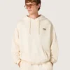 Unisex-Kapuzen-Sweatshirt „Star“ aus weißer Baumwolle mit Logo-Print