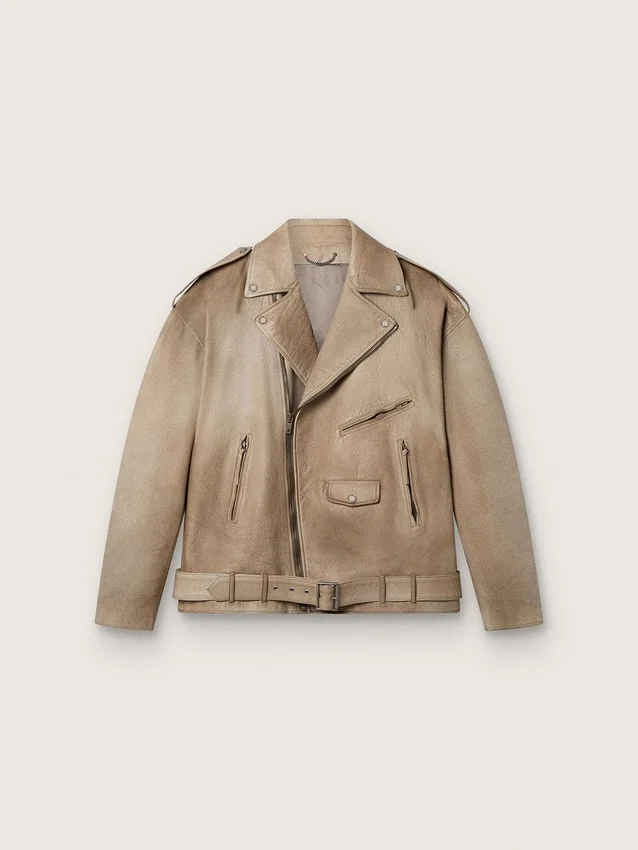 Unisex-Lederjacke, handbearbeitet und handgefärbt