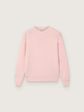 Unisex-Pullover für Kinder in Rosa mit Rippmuster und Golden-Logo auf der Rückseite