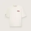 Unisex-Resort-Hemd aus weißer Baumwolle mit Aufdruck und Logo