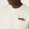 Unisex-Resort-Hemd aus weißer Baumwolle mit Aufdruck und Logo