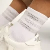 Unisex-Socken aus weißer Baumwolle mit dekorativen Kristallen