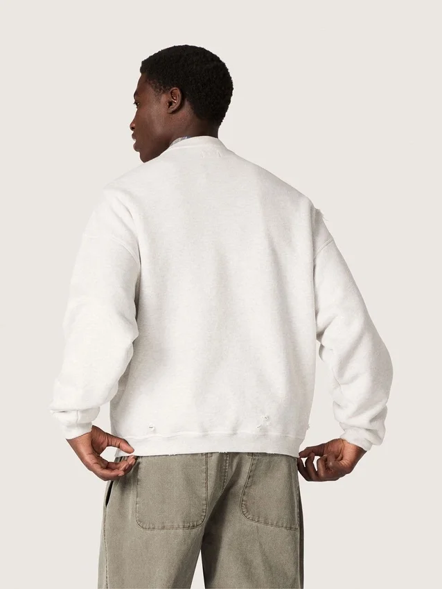 Unisex-Sweatshirt „Star“ aus grau melierter Baumwolle mit „Star“-Stickerei