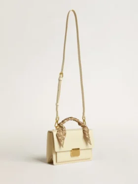 Venezia-Tasche aus butterfarbenem, geripptem Leder mit Seidenschal