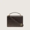 Venezia-Tasche aus vintage-braunem, geprägtem Leder mit goldenen Details