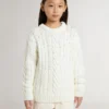 Weißer Wollpullover für Mädchen mit Perlen