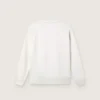 Weißes Baumwoll-Sweatshirt mit Rundhalsausschnitt für Mädchen von Journey mit Maskottchen-Print und Kristallapplikationen