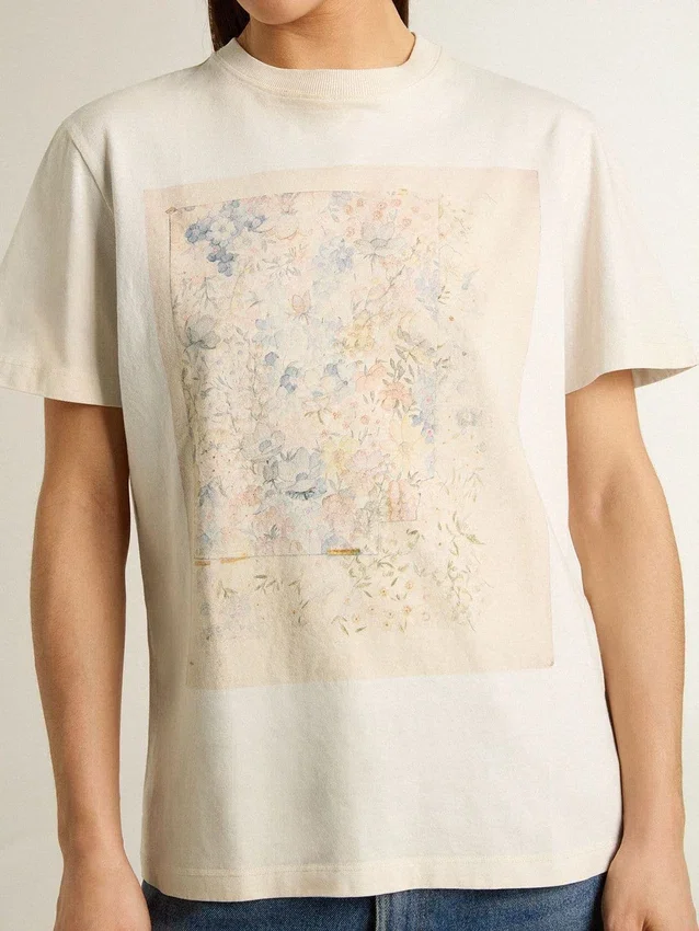 Weißes Damen-Hemd mit Blumenprint