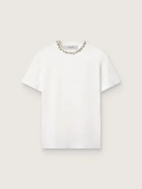 Weißes Damen-Hemd mit Cabochon-Kristallen