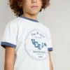 Weißes Hemd für Jungen mit blauem Aufdruck